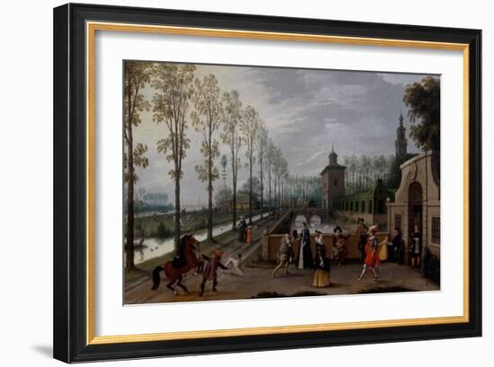 An Elegant Company Promenading outside a Palace, 16Th-17Th Century (Oil on Canvas)-Sebastian Vrancx-Framed Giclee Print