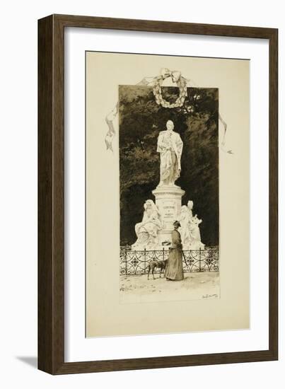 An Elegant Lady at the Statue of Goethe, 1888-Paul Fischer-Framed Giclee Print