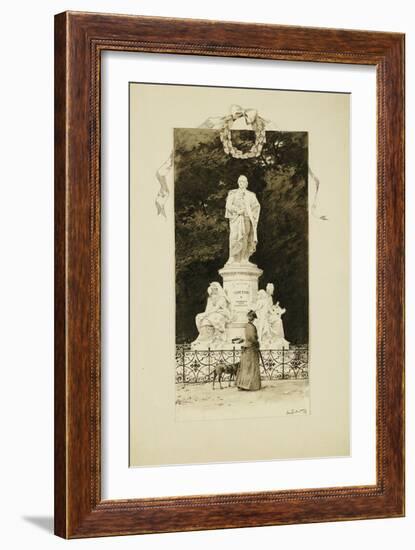 An Elegant Lady at the Statue of Goethe, 1888-Paul Fischer-Framed Giclee Print