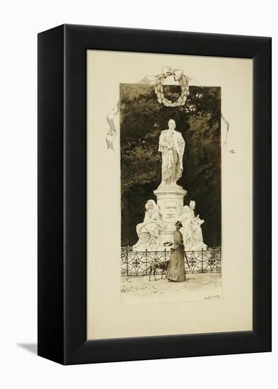 An Elegant Lady at the Statue of Goethe, 1888-Paul Fischer-Framed Premier Image Canvas