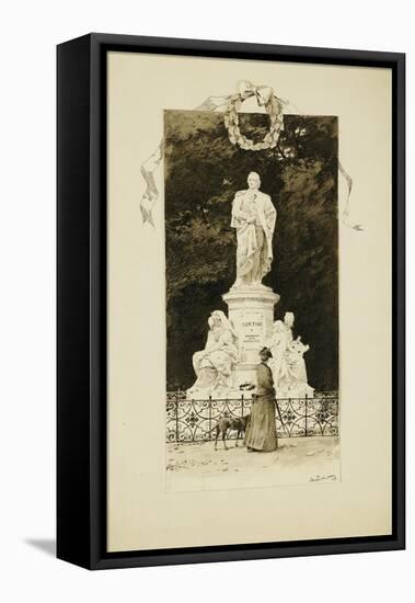 An Elegant Lady at the Statue of Goethe, 1888-Paul Fischer-Framed Premier Image Canvas