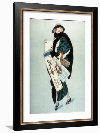 An Elegant Lady out Shopping, She Has Bought a Large Box of Haukeli Neapolitan Cream Chocolates-null-Framed Art Print