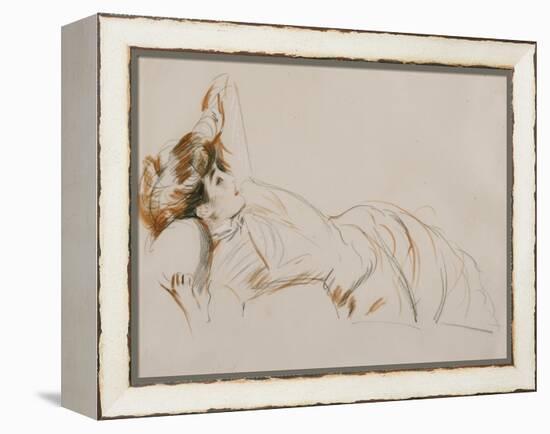 An Elegant Lady Reclining-Paul Cesar Helleu-Framed Premier Image Canvas