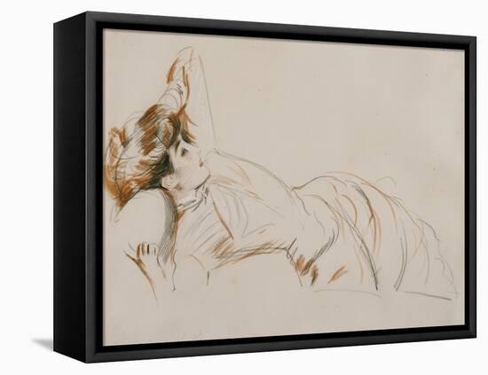 An Elegant Lady Reclining-Paul Cesar Helleu-Framed Premier Image Canvas