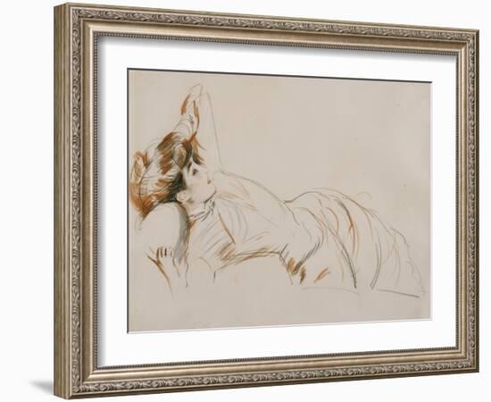 An Elegant Lady Reclining-Paul Cesar Helleu-Framed Giclee Print