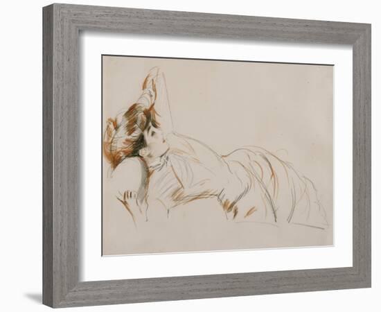 An Elegant Lady Reclining-Paul Cesar Helleu-Framed Giclee Print