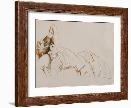 An Elegant Lady Reclining-Paul Cesar Helleu-Framed Giclee Print