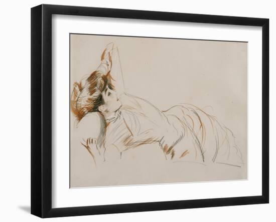 An Elegant Lady Reclining-Paul Cesar Helleu-Framed Giclee Print