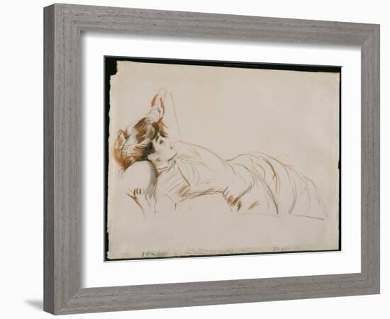 An Elegant Lady Reclining-Paul Cesar Helleu-Framed Giclee Print