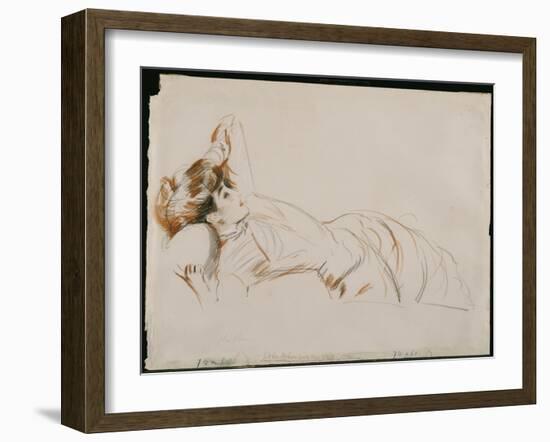 An Elegant Lady Reclining-Paul Cesar Helleu-Framed Giclee Print