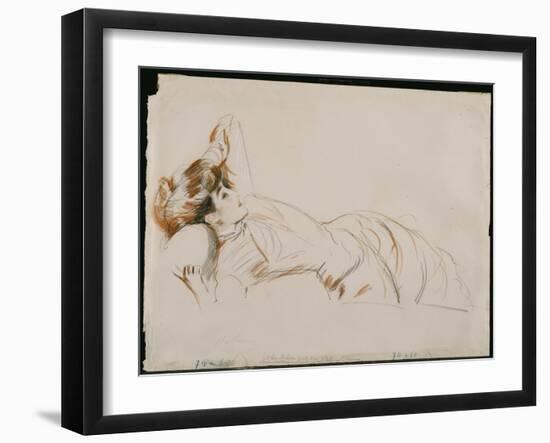 An Elegant Lady Reclining-Paul Cesar Helleu-Framed Giclee Print