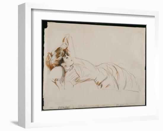 An Elegant Lady Reclining-Paul Cesar Helleu-Framed Giclee Print