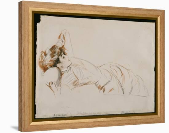 An Elegant Lady Reclining-Paul Cesar Helleu-Framed Premier Image Canvas