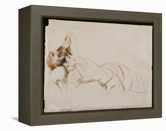 An Elegant Lady Reclining-Paul Cesar Helleu-Framed Premier Image Canvas