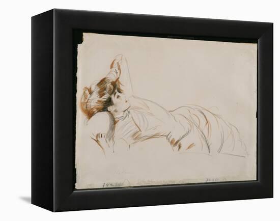 An Elegant Lady Reclining-Paul Cesar Helleu-Framed Premier Image Canvas