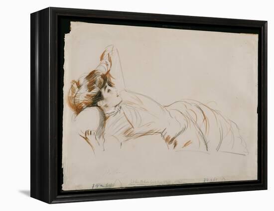 An Elegant Lady Reclining-Paul Cesar Helleu-Framed Premier Image Canvas