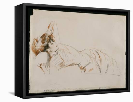 An Elegant Lady Reclining-Paul Cesar Helleu-Framed Premier Image Canvas