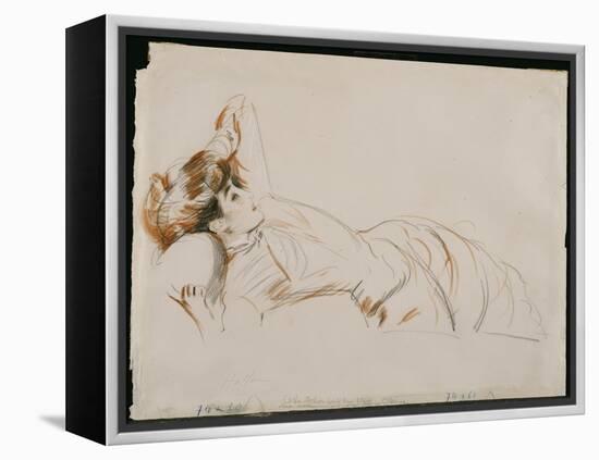 An Elegant Lady Reclining-Paul Cesar Helleu-Framed Premier Image Canvas