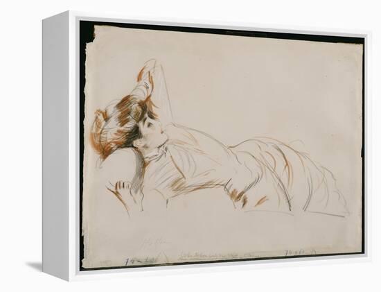 An Elegant Lady Reclining-Paul Cesar Helleu-Framed Premier Image Canvas