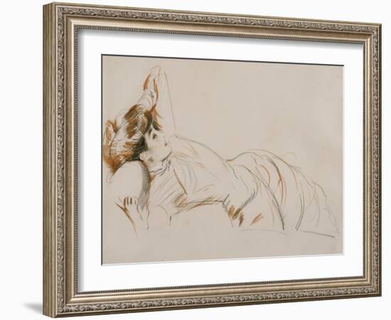 An Elegant Lady Reclining-Paul Cesar Helleu-Framed Giclee Print