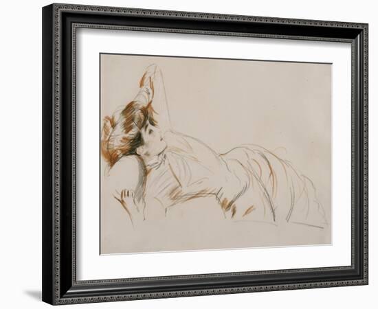 An Elegant Lady Reclining-Paul Cesar Helleu-Framed Giclee Print