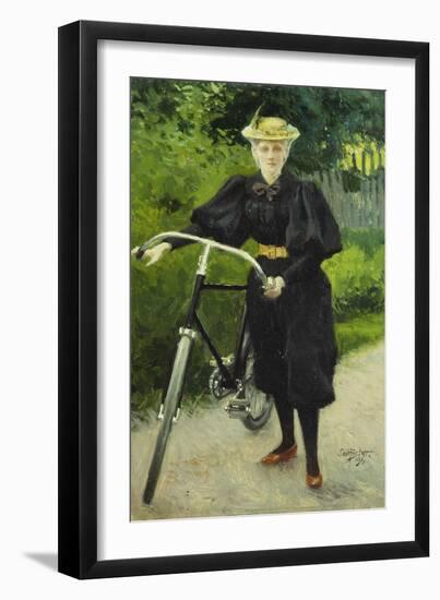 An Elegant Lady with a Bicycle-Paul Fischer-Framed Giclee Print