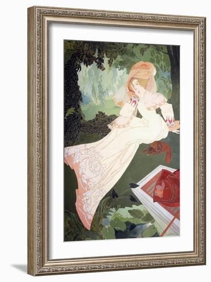 An Elegant Lady with a Dog-Georges de Feure-Framed Giclee Print