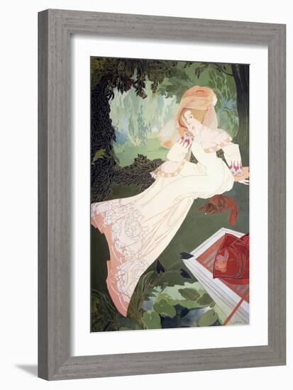 An Elegant Lady with a Dog-Georges de Feure-Framed Giclee Print