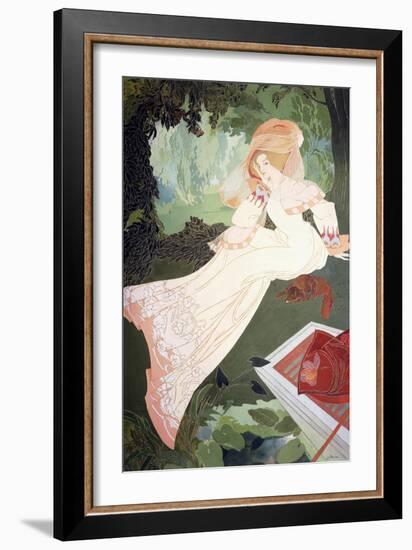 An Elegant Lady with a Dog-Georges de Feure-Framed Giclee Print