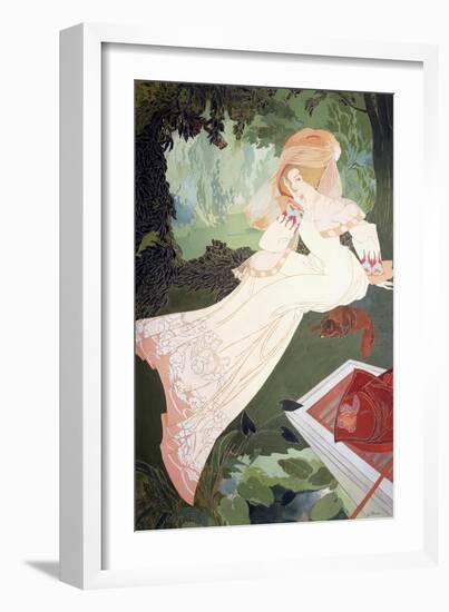 An Elegant Lady with a Dog-Georges de Feure-Framed Giclee Print