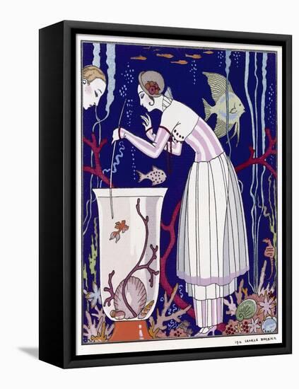 An Elegant Woman and Her Aquarium-null-Framed Stretched Canvas