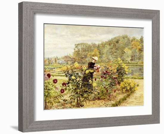 An Elegant Woman in a Rose Garden-Marie Francois Firmin-Girard-Framed Giclee Print