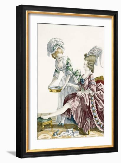 An Elegant Woman Washing Her Feet, Plate 32 from 'Galerie Des Modes Et Costumes Francais'-Pierre Thomas Le Clerc-Framed Giclee Print