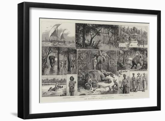 An Elephant Hunt in Ceylon-null-Framed Giclee Print