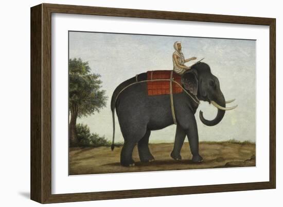 An Elephant Keeper Riding His Elephant-null-Framed Giclee Print