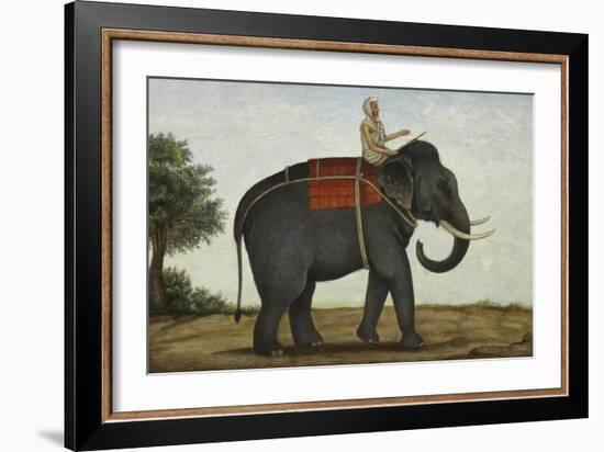 An Elephant Keeper Riding His Elephant-null-Framed Giclee Print