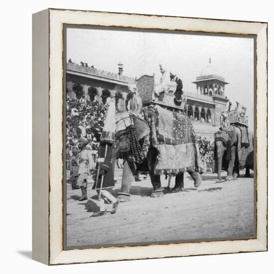 An Elephant Procession Passing Jumma Masjid, Delhi, India, 1900s-H & Son Hands-Framed Premier Image Canvas