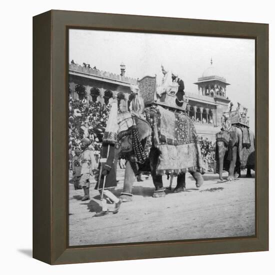 An Elephant Procession Passing Jumma Masjid, Delhi, India, 1900s-H & Son Hands-Framed Premier Image Canvas