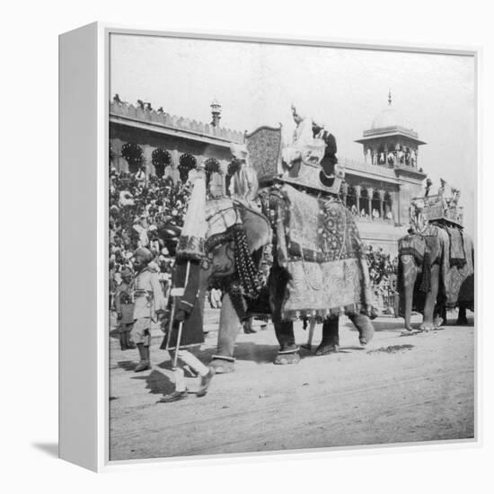 An Elephant Procession Passing Jumma Masjid, Delhi, India, 1900s-H & Son Hands-Framed Premier Image Canvas