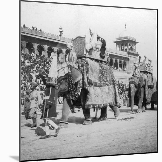 An Elephant Procession Passing Jumma Masjid, Delhi, India, 1900s-H & Son Hands-Mounted Giclee Print