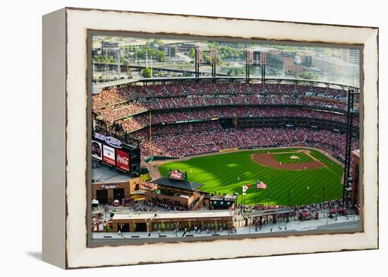 An elevated view of the third Busch Stadium, St. Louis, Missouri, where the Pittsburgh Pirates b...-null-Framed Premier Image Canvas