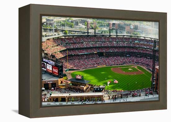 An elevated view of the third Busch Stadium, St. Louis, Missouri, where the Pittsburgh Pirates b...-null-Framed Premier Image Canvas