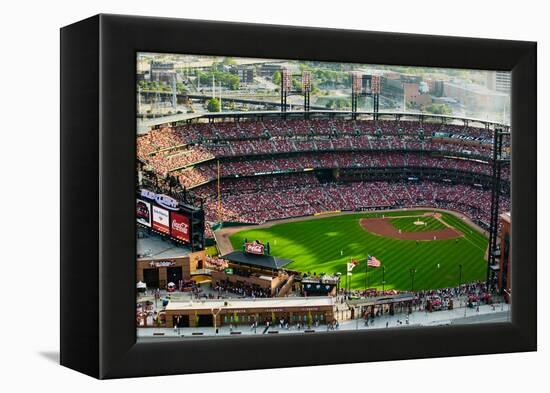 An elevated view of the third Busch Stadium, St. Louis, Missouri, where the Pittsburgh Pirates b...-null-Framed Premier Image Canvas