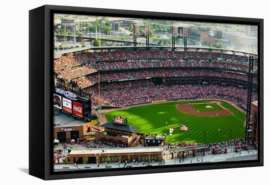 An elevated view of the third Busch Stadium, St. Louis, Missouri, where the Pittsburgh Pirates b...-null-Framed Premier Image Canvas