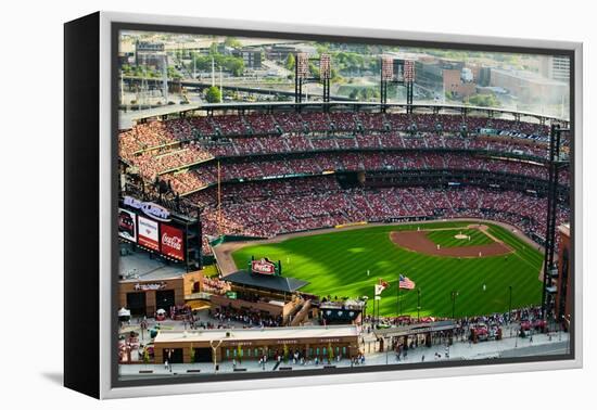 An elevated view of the third Busch Stadium, St. Louis, Missouri, where the Pittsburgh Pirates b...-null-Framed Premier Image Canvas