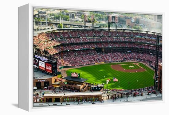 An elevated view of the third Busch Stadium, St. Louis, Missouri, where the Pittsburgh Pirates b...-null-Framed Premier Image Canvas
