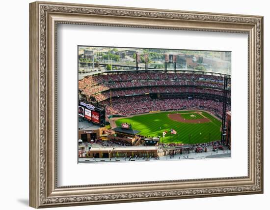 An elevated view of the third Busch Stadium, St. Louis, Missouri, where the Pittsburgh Pirates b...-null-Framed Photographic Print