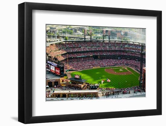 An elevated view of the third Busch Stadium, St. Louis, Missouri, where the Pittsburgh Pirates b...-null-Framed Photographic Print