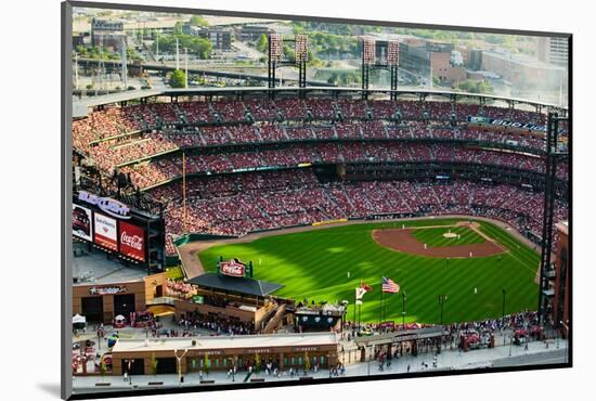 An elevated view of the third Busch Stadium, St. Louis, Missouri, where the Pittsburgh Pirates b...-null-Mounted Photographic Print