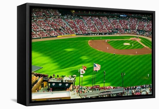 An elevated view of the third Busch Stadium, St. Louis, Missouri, where the Pittsburgh Pirates b...-null-Framed Premier Image Canvas